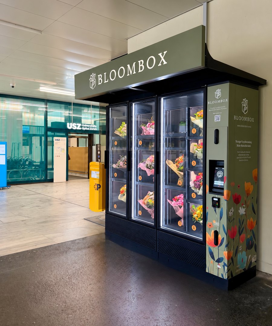 Die BLOOMBOX am Eingang des Universitätsspitals Zürich